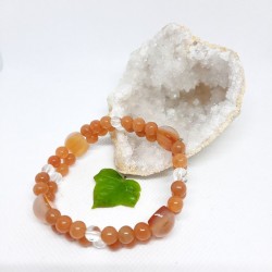 Bracelet double - Cornaline, Aventurine orange et Cristal de roche
